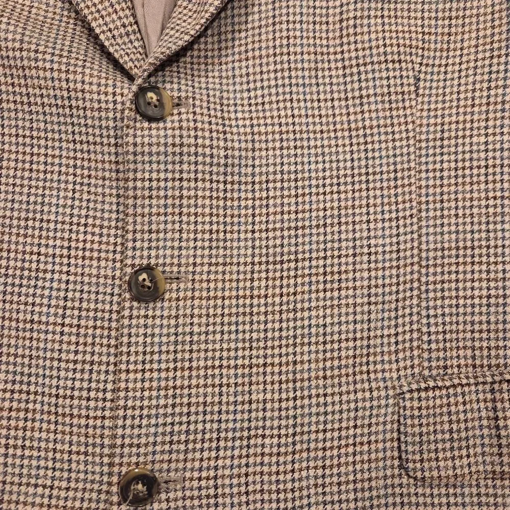 Vintage Riggings Houndstooth Blazer 44R Silk Wool Sport Coat Heritage Old Money